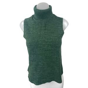 Zara Women's Green Knit Sleeveless Turtleneck Cami Sweater Vest Tank Top Size S